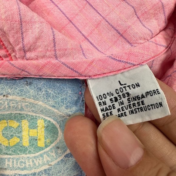 Vintage 80s 90s PCH Pacific Coast‎ Highway Pullover Hoodie Pink Striped L - Picture 10 of 12